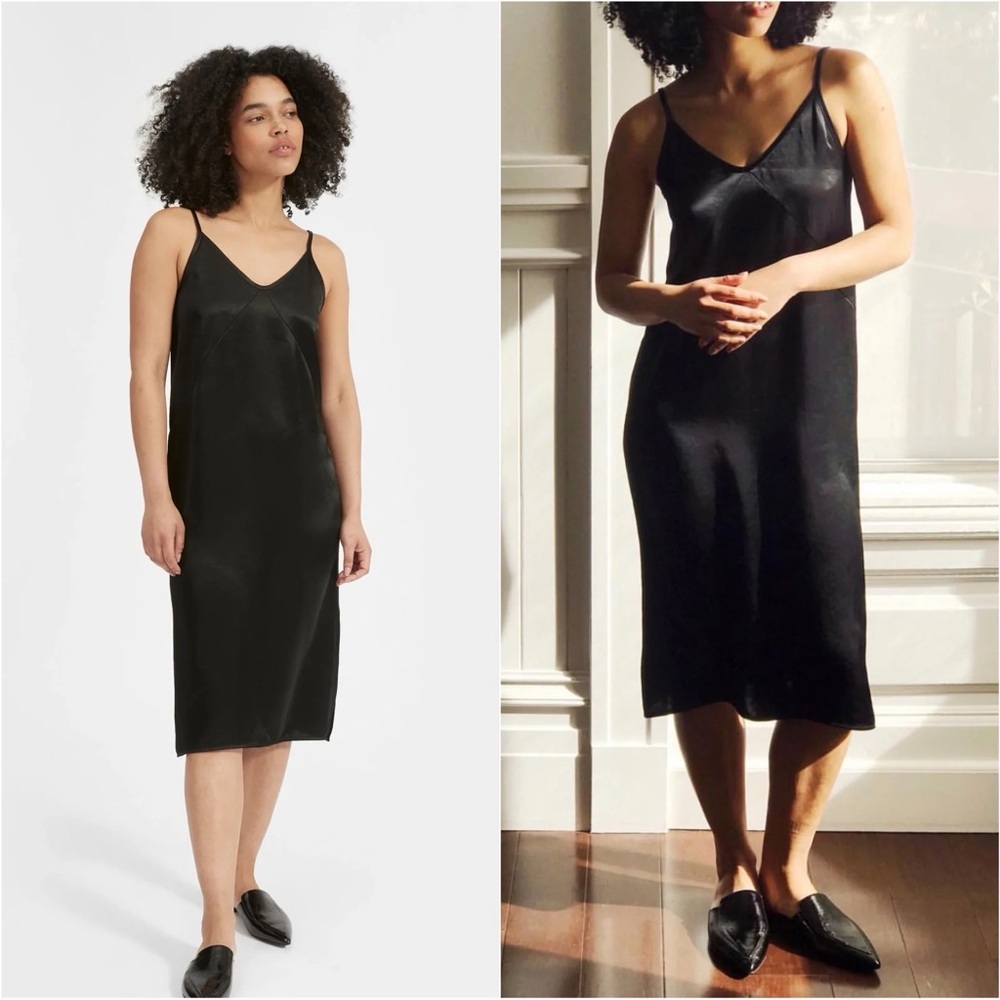 Everlane “The Party” classic black slip dress